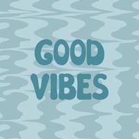 Good Vibes groovy lettering. Vector illustration of slogan in trendy vintage design. Trippy abstract background and good vibes phrase text. 60s 70s positive poster