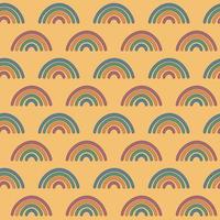 Groovy rainbows pattern. Seamless trendy retro background with smiles. Vintage repeat vector illustration