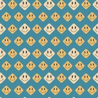 Groovy pattern. Seamless trendy retro background with smiles. Good vibes concept. Vector illustration. Repeat vintage pattern