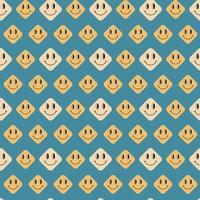 Groovy pattern. Seamless trendy retro background with smiles. Good vibes concept. Vector illustration. Repeat vintage pattern