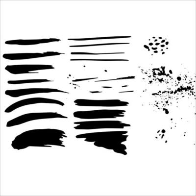 Ink hand drawn brash elements set