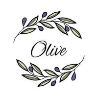 Olive wreath for card or invitation vector