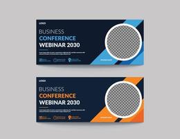 Business conference web banner or social media simple template invitation design. webinar invitation or live conference banner design template..eps vector