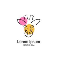 Modern cow line with color logo template vector