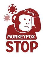 Illustration of the monkeypox virus. The face of the monkey as a symbol. Icon of smallpox and outbreak of a new infectious disease vector