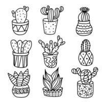 Mexican cactus set in hand drawn doodle style. Simple illustration of Mexican cactus vector. vector