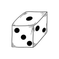 Dice in hand drawn doodle style. Decoration for greeting cards, posters, patches, prints for clothes, emblems. Vector illustration.