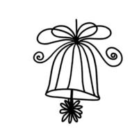 Festive doodle icon of ringing bell. Sketch style hand drawn illustration isolated on white background. vector