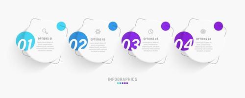 plantilla de diseño de etiquetas infográficas vectoriales con iconos y 4 opciones o pasos. se puede utilizar para diagramas de proceso, presentaciones, diseño de flujo de trabajo, banner, diagrama de flujo, gráfico de información. vector