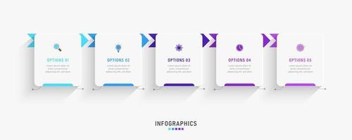 Vector Infographic label design template with icons and 5 options or steps. Can be used for process diagram, presentations, workflow layout, banner, flow chart, info graph.