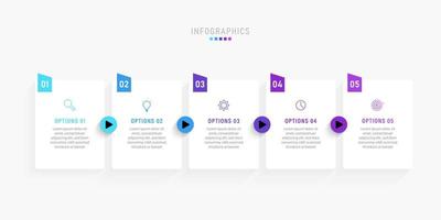 Vector Infographic label design template with icons and 5 options or steps. Can be used for process diagram, presentations, workflow layout, banner, flow chart, info graph.