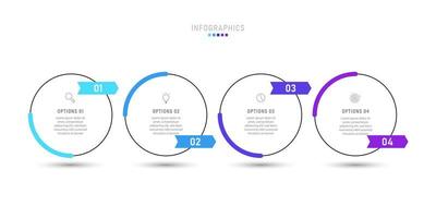 plantilla de diseño de etiquetas infográficas vectoriales con iconos y 4 opciones o pasos. se puede utilizar para diagramas de proceso, presentaciones, diseño de flujo de trabajo, banner, diagrama de flujo, gráfico de información. vector