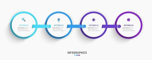 plantilla de diseño de etiquetas infográficas vectoriales con iconos y 4 opciones o pasos. se puede utilizar para diagramas de proceso, presentaciones, diseño de flujo de trabajo, banner, diagrama de flujo, gráfico de información. vector