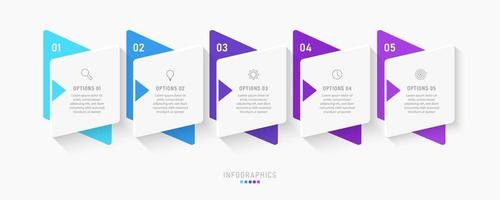 Vector Infographic label design template with icons and 5 options or steps. Can be used for process diagram, presentations, workflow layout, banner, flow chart, info graph.