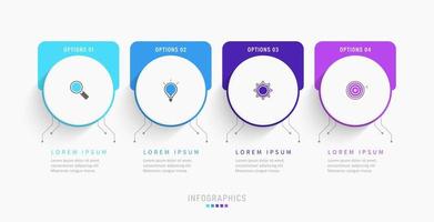 Vector Infographic label design template with icons and 4 options or steps. Can be used for process diagram, presentations, workflow layout, banner, flow chart, info graph.