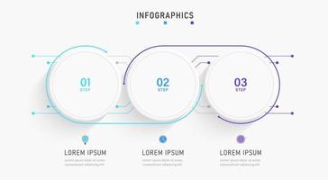 plantilla de diseño de etiquetas infográficas vectoriales con iconos y 3 opciones o pasos. se puede utilizar para diagramas de proceso, presentaciones, diseño de flujo de trabajo, banner, diagrama de flujo, gráfico de información. vector