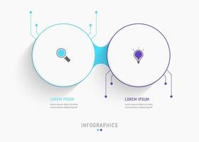 plantilla de diseño de etiquetas infográficas vectoriales con iconos y 2 opciones o pasos. se puede utilizar para diagramas de proceso, presentaciones, diseño de flujo de trabajo, banner, diagrama de flujo, gráfico de información.