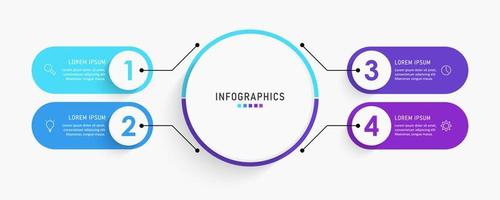 plantilla de diseño de etiquetas infográficas vectoriales con iconos y 4 opciones o pasos. se puede utilizar para diagramas de proceso, presentaciones, diseño de flujo de trabajo, banner, diagrama de flujo, gráfico de información. vector