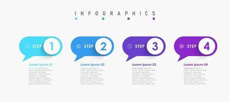 plantilla de diseño de etiquetas infográficas vectoriales con iconos y 4 opciones o pasos. se puede utilizar para diagramas de proceso, presentaciones, diseño de flujo de trabajo, banner, diagrama de flujo, gráfico de información. vector