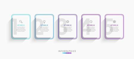 Vector Infographic label design template with icons and 5 options or steps. Can be used for process diagram, presentations, workflow layout, banner, flow chart, info graph.