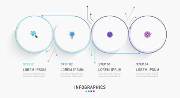 plantilla de diseño de etiquetas infográficas vectoriales con iconos y 4 opciones o pasos. se puede utilizar para diagramas de proceso, presentaciones, diseño de flujo de trabajo, banner, diagrama de flujo, gráfico de información. vector