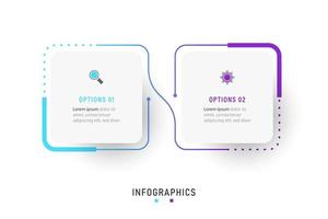 plantilla de diseño de etiquetas infográficas vectoriales con iconos y 2 opciones o pasos. se puede utilizar para diagramas de proceso, presentaciones, diseño de flujo de trabajo, banner, diagrama de flujo, gráfico de información.