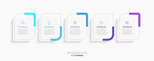 Vector Infographic label design template with icons and 5 options or steps. Can be used for process diagram, presentations, workflow layout, banner, flow chart, info graph.