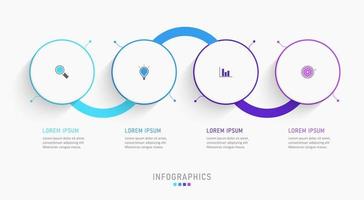 plantilla de diseño de etiquetas infográficas vectoriales con iconos y 4 opciones o pasos. se puede utilizar para diagramas de proceso, presentaciones, diseño de flujo de trabajo, banner, diagrama de flujo, gráfico de información. vector