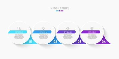 plantilla de diseño de etiquetas infográficas vectoriales con iconos y 4 opciones o pasos. se puede utilizar para diagramas de proceso, presentaciones, diseño de flujo de trabajo, banner, diagrama de flujo, gráfico de información. vector