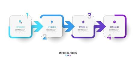 plantilla de diseño de etiquetas infográficas vectoriales con iconos y 4 opciones o pasos. se puede utilizar para diagramas de proceso, presentaciones, diseño de flujo de trabajo, banner, diagrama de flujo, gráfico de información. vector