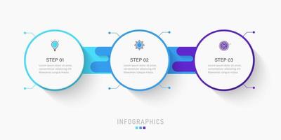 plantilla de diseño de etiquetas infográficas vectoriales con iconos y 3 opciones o pasos. se puede utilizar para diagramas de proceso, presentaciones, diseño de flujo de trabajo, banner, diagrama de flujo, gráfico de información. vector