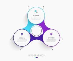 plantilla de diseño de etiquetas infográficas vectoriales con iconos y 3 opciones o pasos. se puede utilizar para diagramas de proceso, presentaciones, diseño de flujo de trabajo, banner, diagrama de flujo, gráfico de información. vector