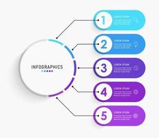 plantilla de diseño de etiquetas infográficas vectoriales con iconos y 5 opciones o pasos. se puede utilizar para diagramas de proceso, presentaciones, diseño de flujo de trabajo, banner, diagrama de flujo, gráfico de información. vector