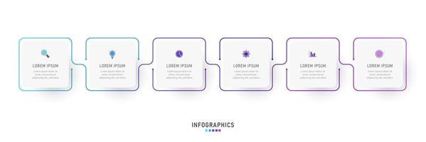 Vector Infographic label design template with icons and 6 options or steps. Can be used for process diagram, presentations, workflow layout, banner, flow chart, info graph.