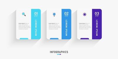 Vector Infographic label design template with icons and 3 options or steps. Can be used for process diagram, presentations, workflow layout, banner, flow chart, info graph.