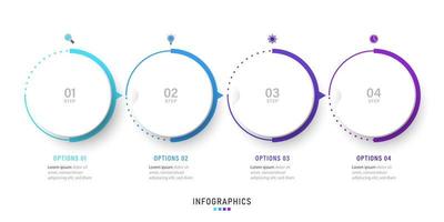 plantilla de diseño de etiquetas infográficas vectoriales con iconos y 4 opciones o pasos. se puede utilizar para diagramas de proceso, presentaciones, diseño de flujo de trabajo, banner, diagrama de flujo, gráfico de información. vector