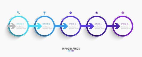 Vector Infographic label design template with icons and 5 options or steps. Can be used for process diagram, presentations, workflow layout, banner, flow chart, info graph.