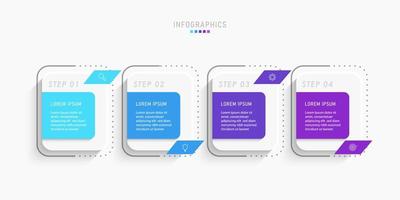 plantilla de diseño de etiquetas infográficas vectoriales con iconos y 4 opciones o pasos. se puede utilizar para diagramas de proceso, presentaciones, diseño de flujo de trabajo, banner, diagrama de flujo, gráfico de información. vector