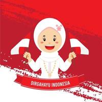 Indonesia Independence Day With Character vector