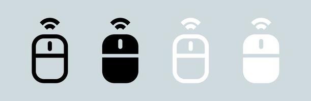 Computer mouse icon set in black and white colors. Wireless mouse signs vector illustration.