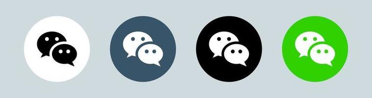 Wechat logo in circle. Messaging apps logotype vector illustration.