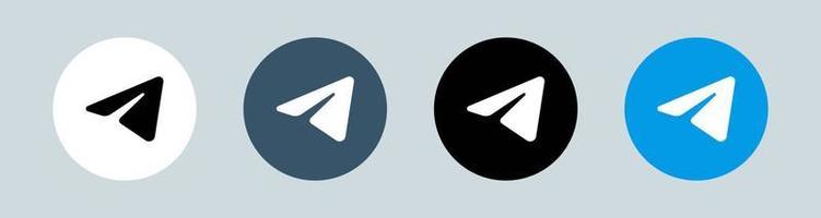 Telegram logo in circle. Popular messaging app logotype vector illustration.