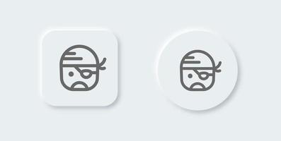 Pirate line icon in neomorphic design style. Piracy signs vector illustration.