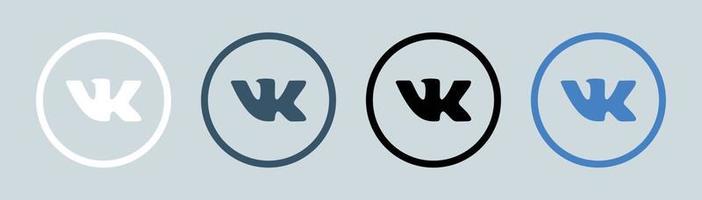 V Kontakte logo in circle line. Popular social network logotype vector illustration.