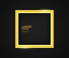 Golden frame mockup on a black background. Luxury golden mockup square background. vector