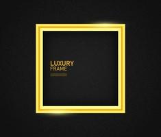 Golden frame mockup on a black background. Luxury golden mockup square background. vector