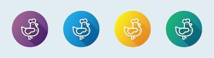 Chicken line icon in flat design style. Hen signs vector illustrtaion.