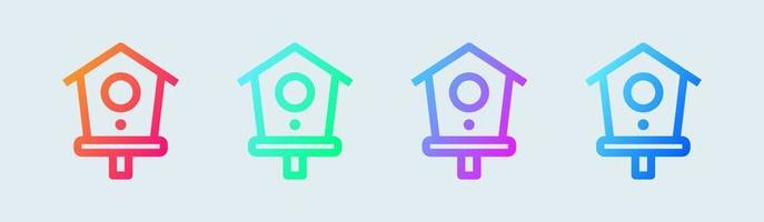 Bird house line icon in gradient colors. Birdhouse signs vector illustration.