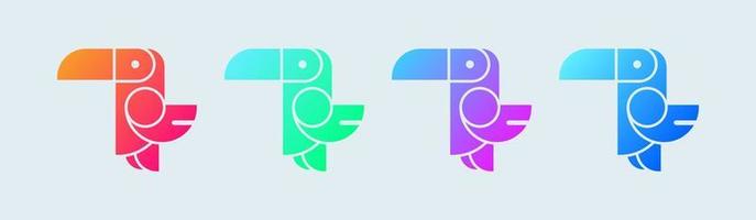 Toucan solid icon in gradient colors. Simple bird logotype vector illustration.