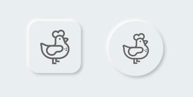 Chicken line icon in neomorphic design style. Hen signs vector illustrtaion.